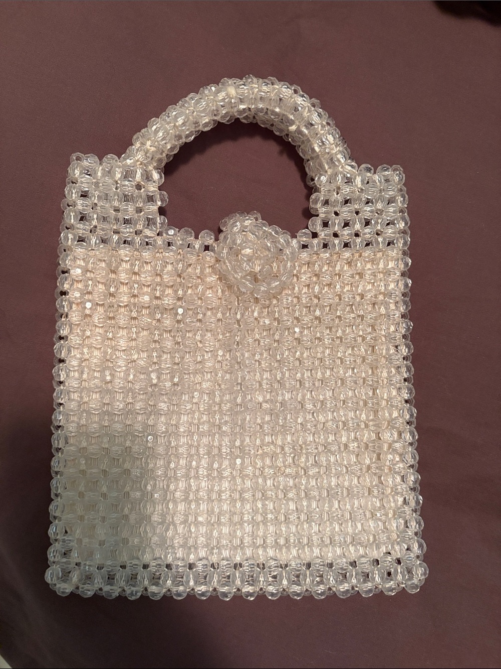 Clear Beaded Mini Tote Bag - Bridal